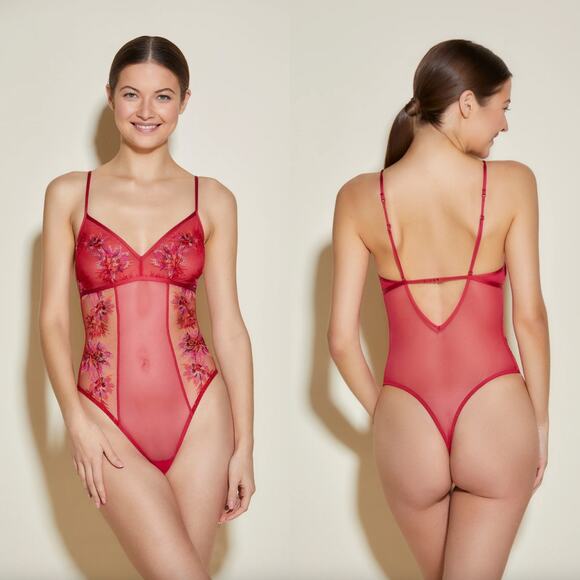 Cosabella Maasai Teddy - Mystic Red  - Wireless Mesh Bodysuit - Large - NWT - Picture 1 of 5